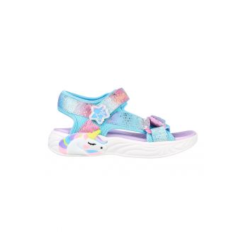 Sandale cu velcro si model colorblock Unicorn Dreams