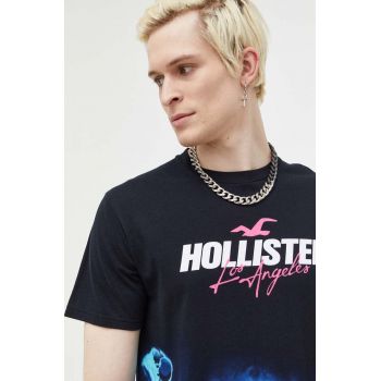 Hollister Co. tricou din bumbac culoarea negru, modelator