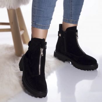 Ghete casual marieta piele ecologica intoarsa captusita negru