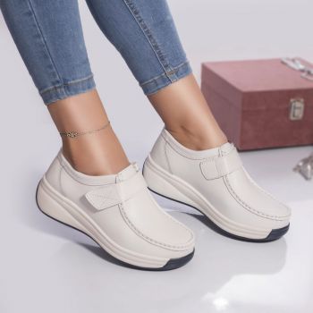 Pantofi casual alya piele naturala alb la reducere