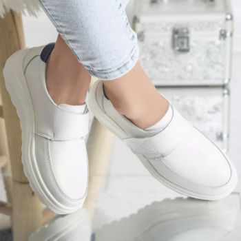 Pantofi casual demi alb piele naturala