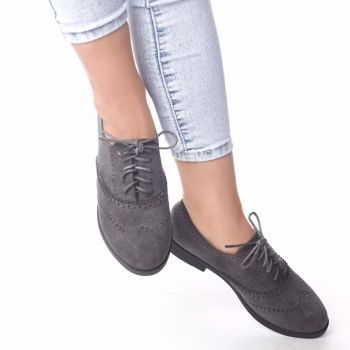 Pantofi casual janette gri piele ecologica intoarsa