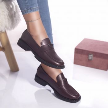 Pantofi casual mocasini arlo piele ecologica visiniu ieftini