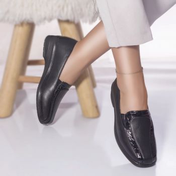 Pantofi casual mocasini dada piele ecologica negru