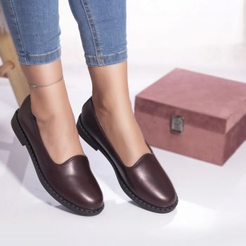 Pantofi casual mocasini harper piele ecologica visiniu la reducere