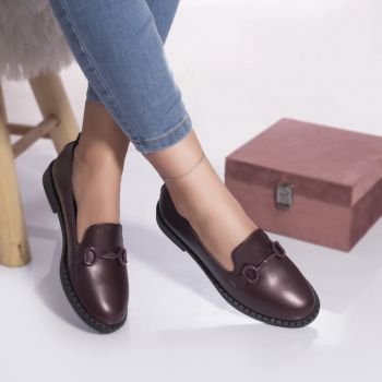 Pantofi casual mocasini ivy piele ecologica visiniu