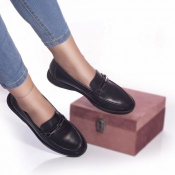 Pantofi casual mocasini ruth piele ecologica negru