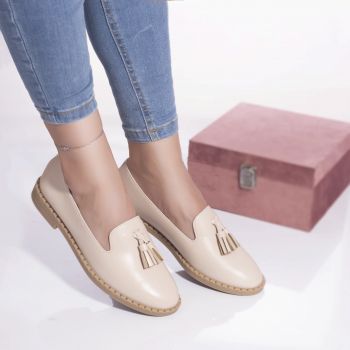 Pantofi casual mocasini summer piele ecologica bej