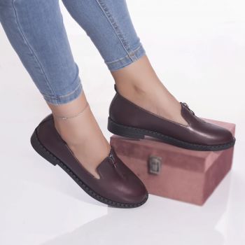 Pantofi casual mocasini wanda piele ecologica visiniu ieftini