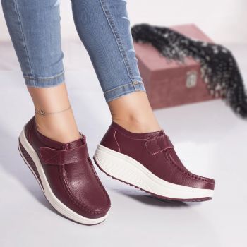 Pantofi casual rachel piele naturala burgundia