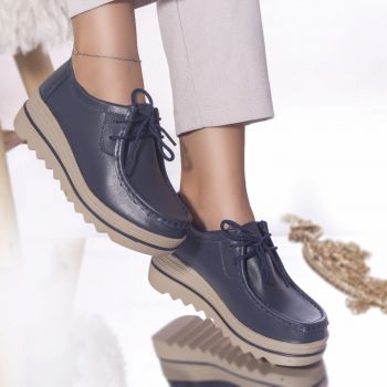 Pantofi casual xiulan piele naturala bleumarin