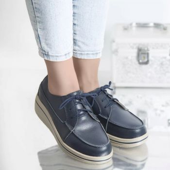 Pantofi cu platforma isabella navy piele naturala