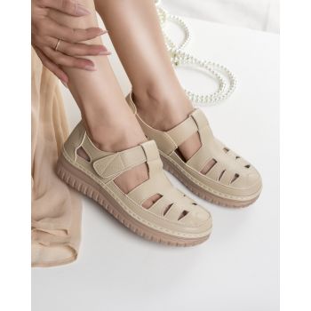 Pantofi dama casual bej din piele ecologica tala