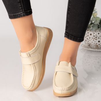 Pantofi dama casual bej piele naturala chloly