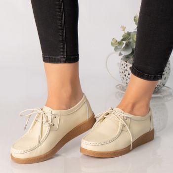 Pantofi dama casual bej piele naturala lucy