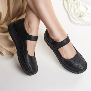 Pantofi dama casual negri din piele ecologica banvi