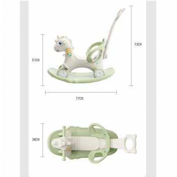 Balansoar 3 in 1 cu maner parental Nichiduta Unicorn Green