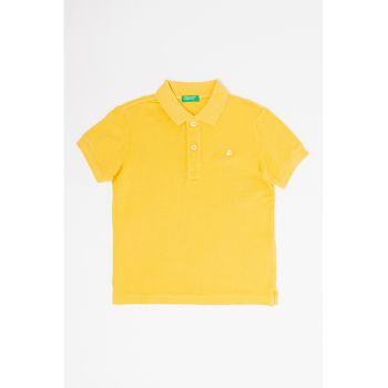 Tricou polo din bumbac pique cu logo