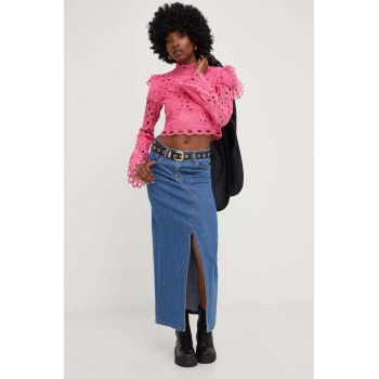 Answear Lab fusta jeans midi, drept