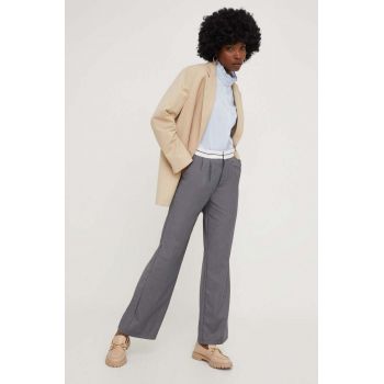Answear Lab pantaloni femei, culoarea gri, lat, high waist ieftina