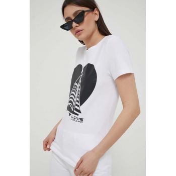 Love Moschino tricou femei, culoarea alb de firma original