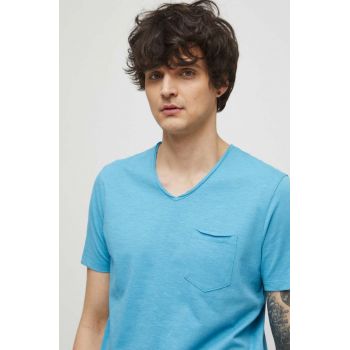 Medicine tricou din bumbac culoarea turcoaz, neted