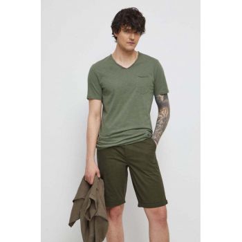 Medicine tricou din bumbac culoarea verde, neted