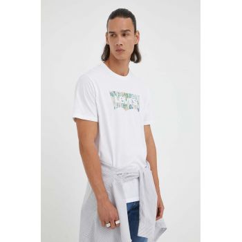 Levi's tricou din bumbac culoarea alb, cu imprimeu