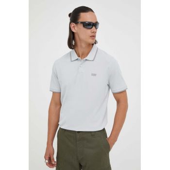 Levi's tricou polo barbati, culoarea gri, cu imprimeu