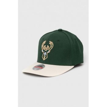 Mitchell&Ness șapcă din amestec de lână Milwaukee Bucks culoarea verde, cu imprimeu