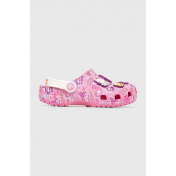 Crocs slapi copii CLASSIC HELLO KITTY culoarea roz