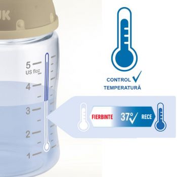 Biberon Nuk First Choice Sticla 120 ml tetina silicon M 0-6 luni alb