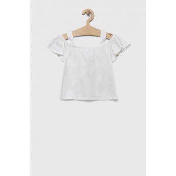 United Colors of Benetton bluza de bumbac pentru copii culoarea alb, neted