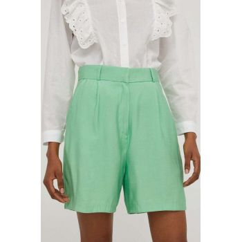 Answear Lab pantaloni scurti femei, culoarea verde, neted, high waist