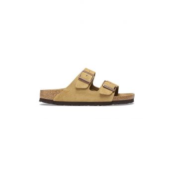 Birkenstock papuci din piele Arizona femei, culoarea bej, 1026174