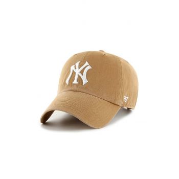 47brand șapcă de baseball din bumbac MLB New York Yankees culoarea bej, cu imprimeu B-NLRGW17GWS-QLA de firma originala