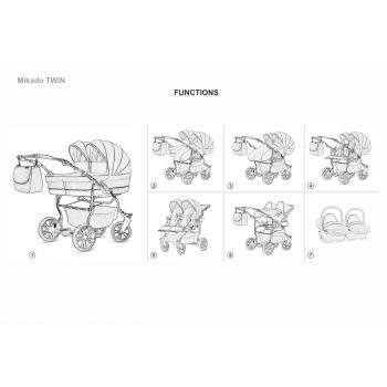 Carucior 2 in 1 pentru gemeni Mikado Twin 2023 T-08