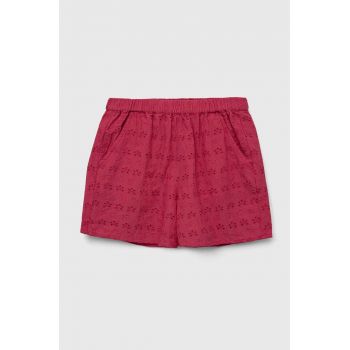 Sisley pantaloni scurți din bumbac pentru copii culoarea roz, neted