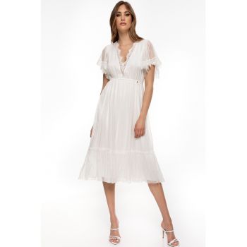 Rochie midi evazata de matase