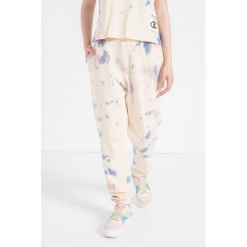 Pantaloni sport din bumbac organic cu model tie-dye