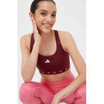 adidas Performance sutien sport Powerreact culoarea bordo