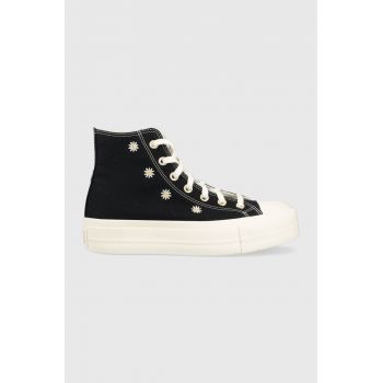 Converse tenisi Chuck Taylor All Star Lift HI femei, culoarea negru, A06115C