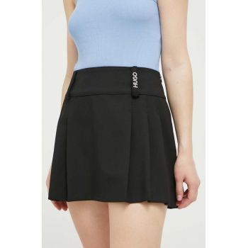 HUGO fusta culoarea negru, mini, evazati