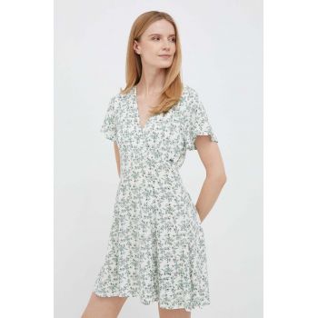 Pepe Jeans rochie culoarea verde, mini, evazati