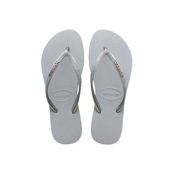 Havaianas slapi SLIM SPARKLE II femei, culoarea gri, cu toc plat, 4146937.3498