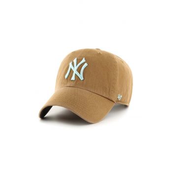 47brand șapcă de baseball din bumbac MLB New York Yankees culoarea bej, cu imprimeu