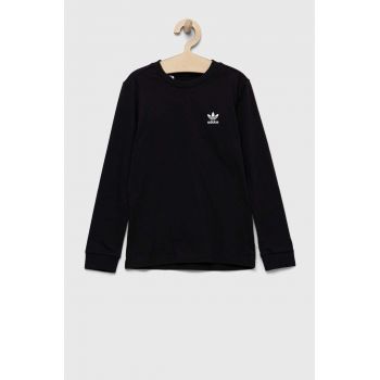 adidas Originals longsleeve din bumbac pentru copii culoarea negru, neted