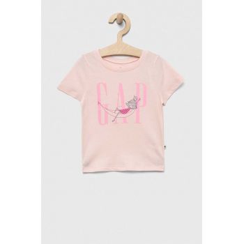 GAP tricou de bumbac pentru copii culoarea roz