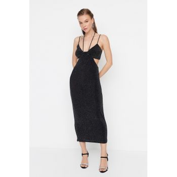 Rochie midi stralucitoare cu decupaje