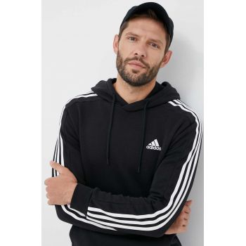 adidas bluză bărbați, culoarea negru, cu glugă, cu imprimeu  IB4028